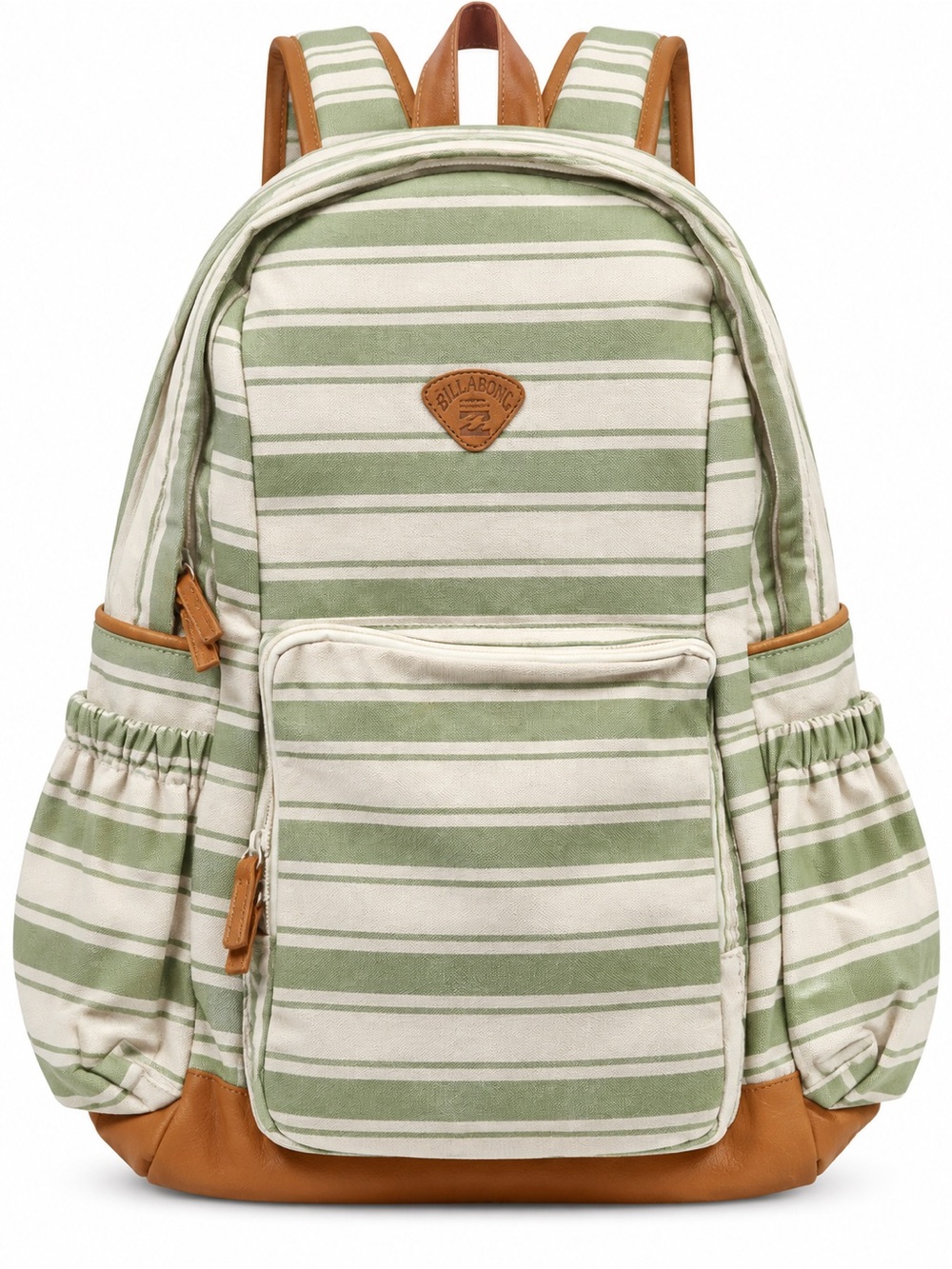 NWT Billabong Home Abroad Canvas Backpack Green White Striped One Size